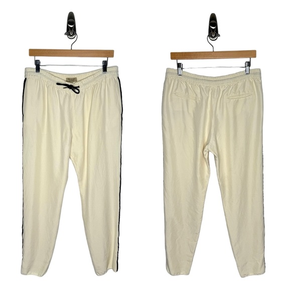 Burberry | Silk Track Pants in Cream with Black Piping US 8 - Picture 1 of 12